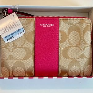 Coach Signature Wristlet - Pink/Ruby - NWT
